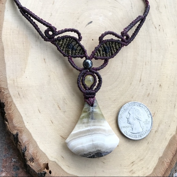 SOLD macrame choker boho gemstone necklace - Picture 6 of 8